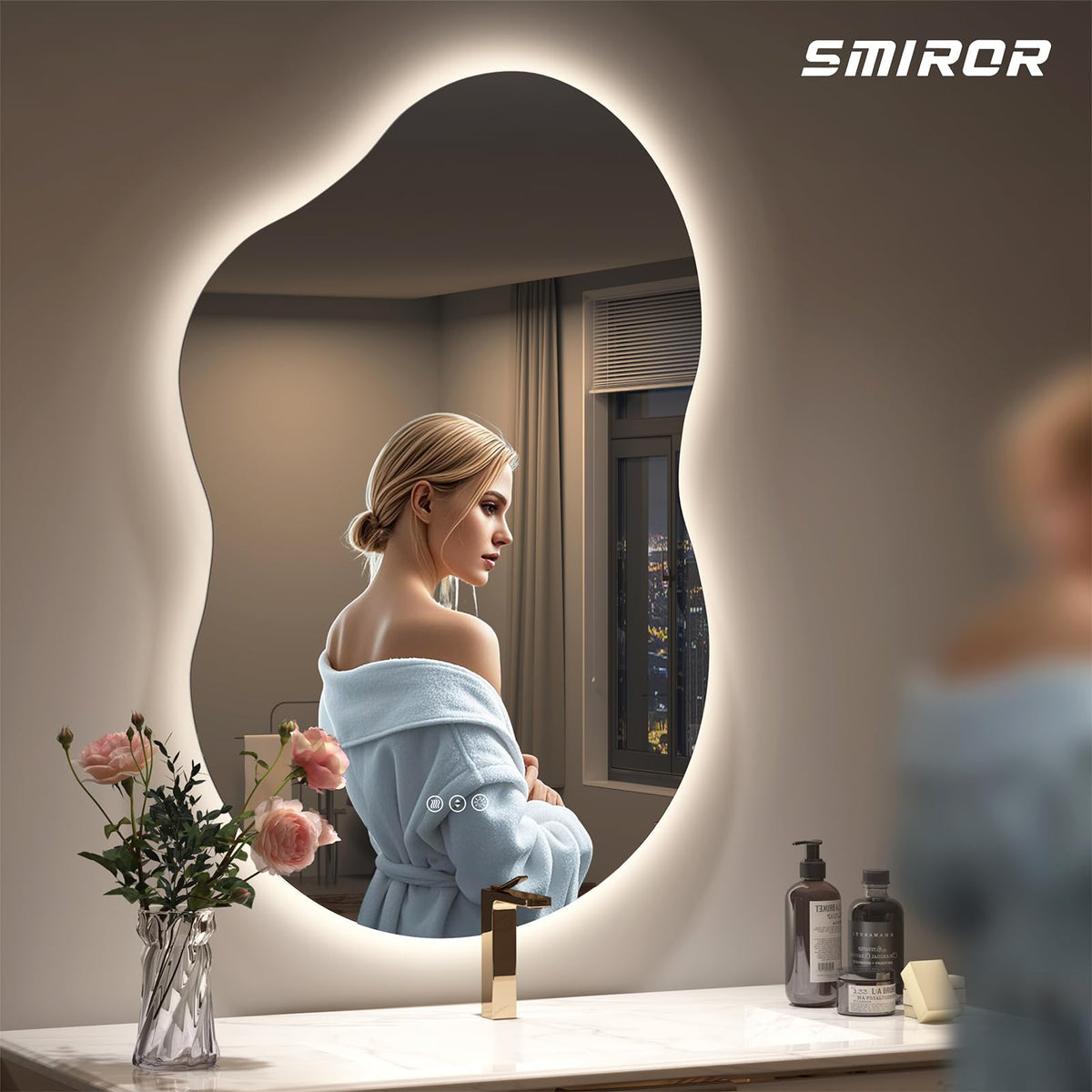24x36 Irregular Backlit Led Lighted Bathroom Vanity Mirror