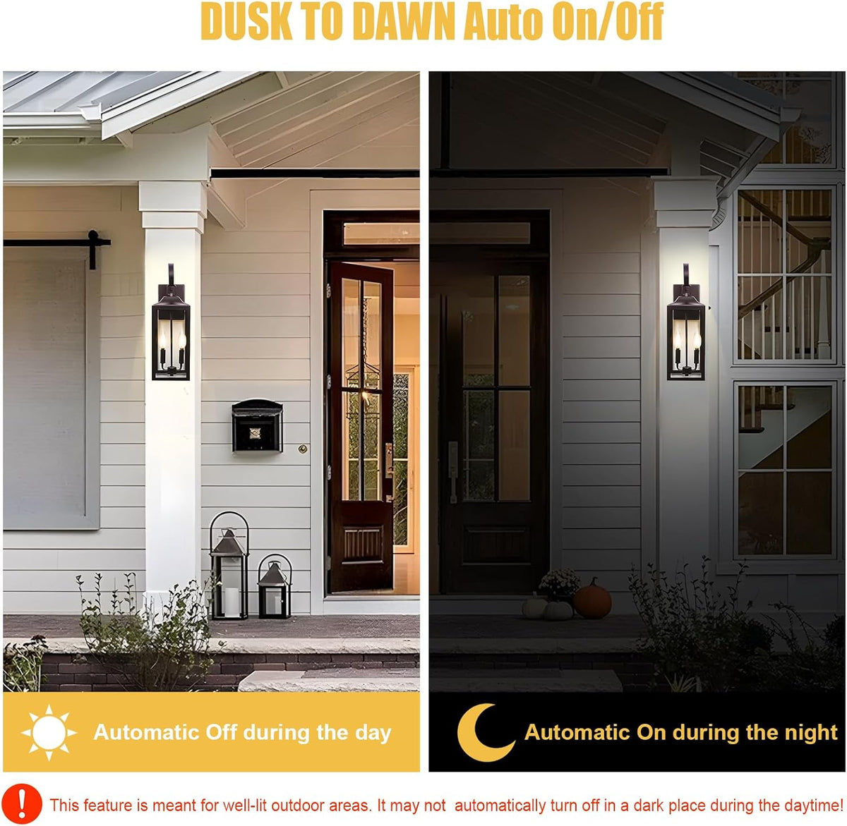 Dusk to Dawn Candelabra Bulbs Outdoor, CA11 Vintage, Candle Flame Tip Full Glass, Non-Plastic, Soft White 2700K
