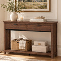 Entryway Table with 2 Drawers, 47 in Sofa Console Table, Rustic