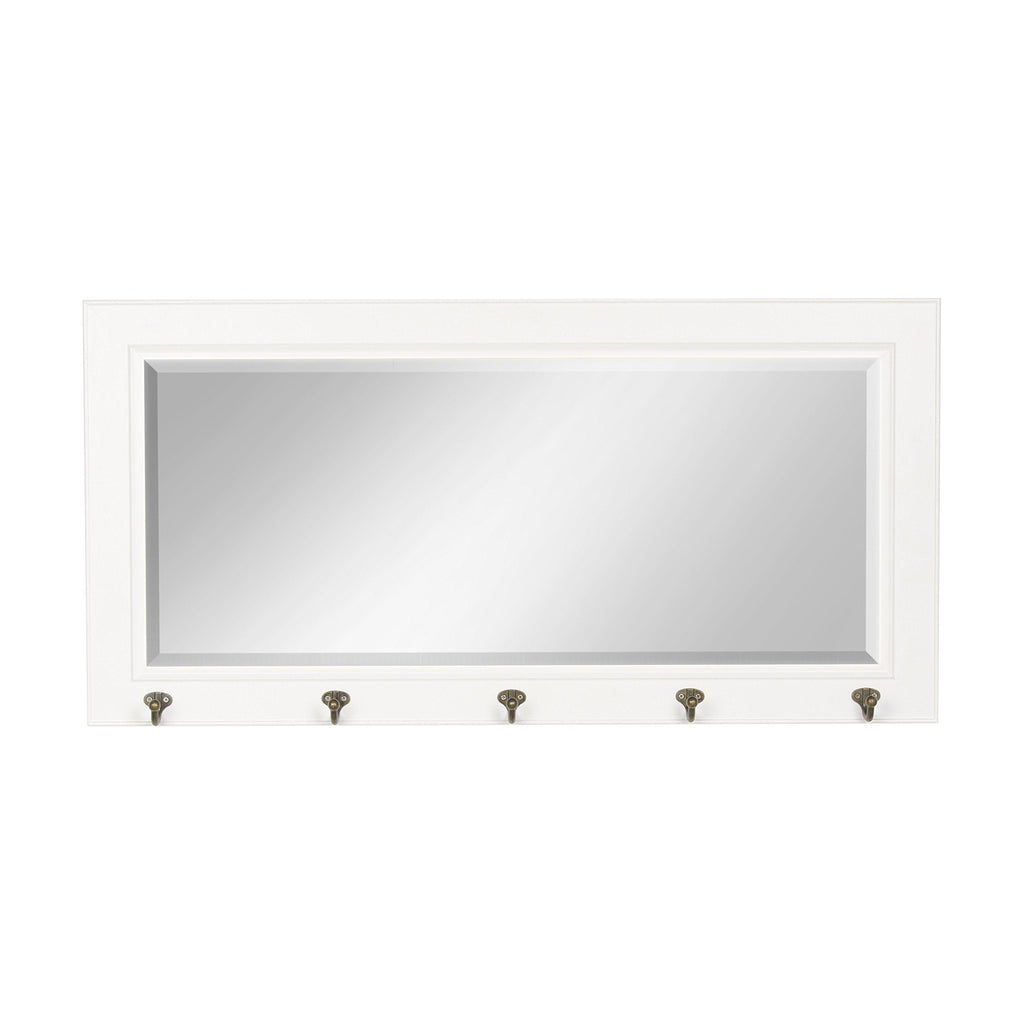 Pub Mirrors with 5 Metal Hooks, White