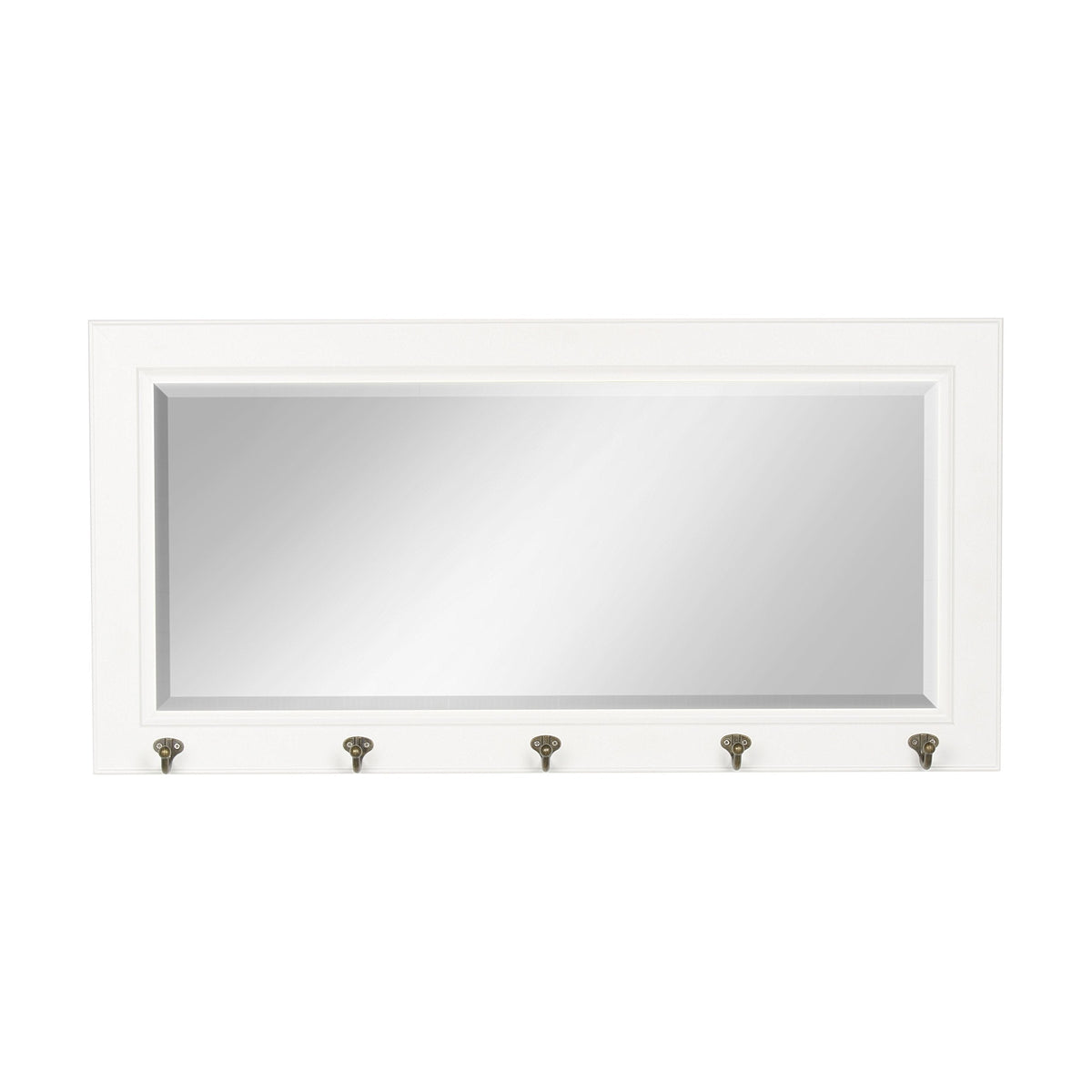 Pub Mirrors with 5 Metal Hooks, White
