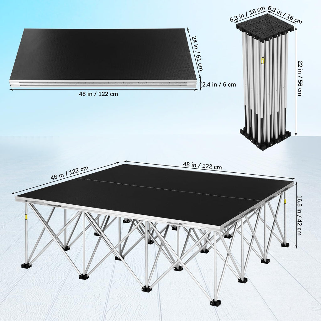 Portable 4'x4' Stage Platform, 16" High, 1540 lbs Cap