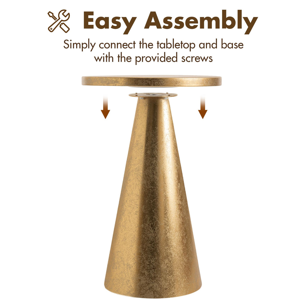 Inspired Saarinen Style Gold Round Pedestal, Modern Side Table for Couch & Sofa, Small Metal Drink Stand Accent Tables & Small Spaces