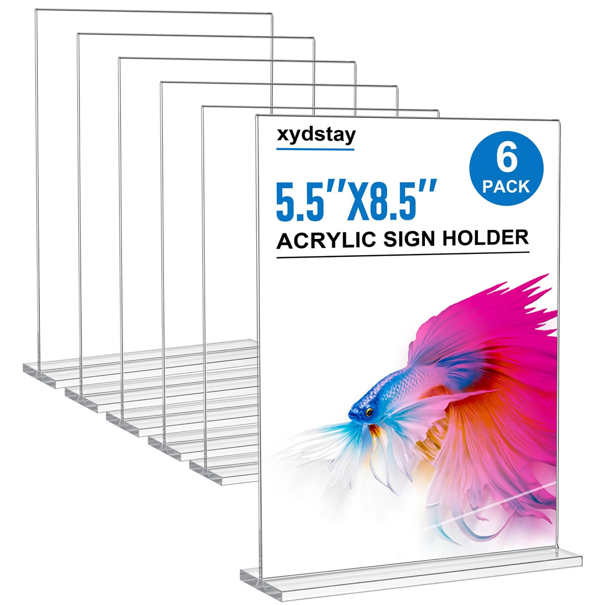 5.5 x 8.5 Acrylic Sign Holder 6 pack, Clear Table Display Stand
