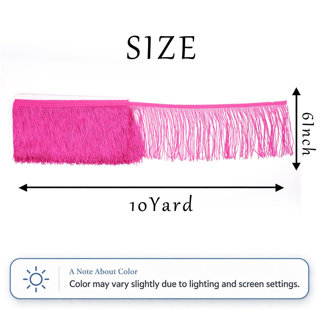 6inch Chainette Fringe Trim Tassel Sewing Trim (Hot Pink) - 10 Yard