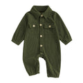 Newborn Baby Boy Girl Clothes Corduroy Long Sleeve Button Up Romper Jumpsuit Collared Bodysuit Fall Winter Outfit