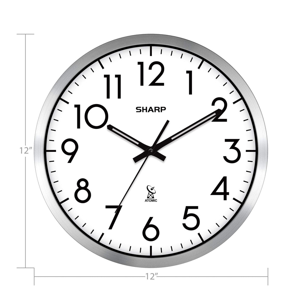 Inspired Nelson Style 12-Inch Atomic Wall Clock, Battery Operated, Silver Brushed Finish