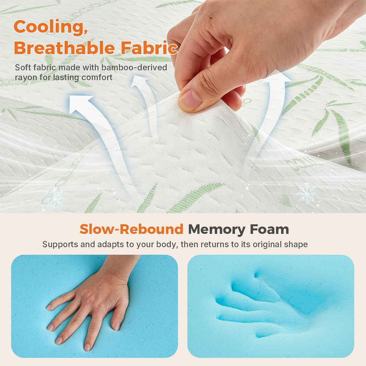 Queen Mattress Topper, Memory Foam, 2 Inch Cooling Pad | Dual Layer Gel Infused Cooling, Down Alternative Pillowtop