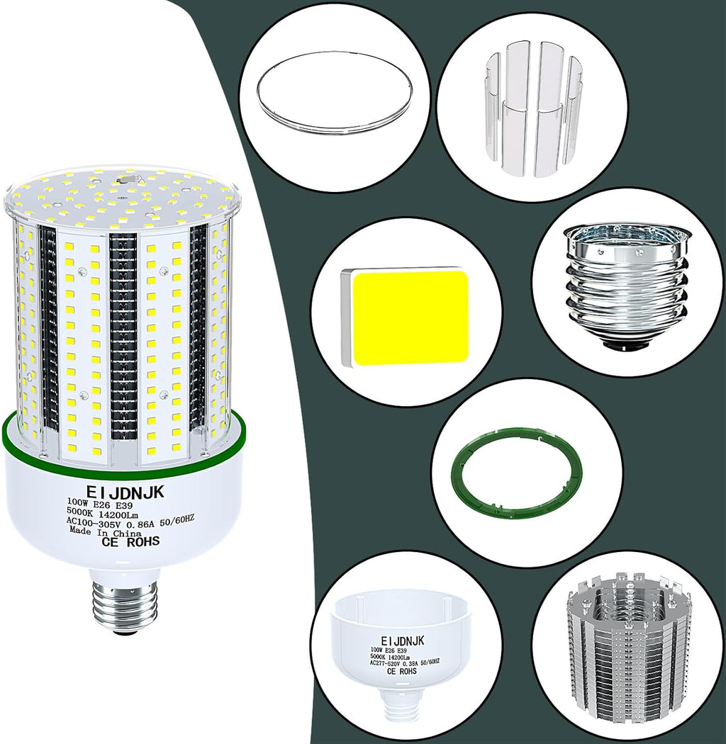 100W LED Corn Light Bulbs 1000W Equivalent,5000K Daylight 2Pack
