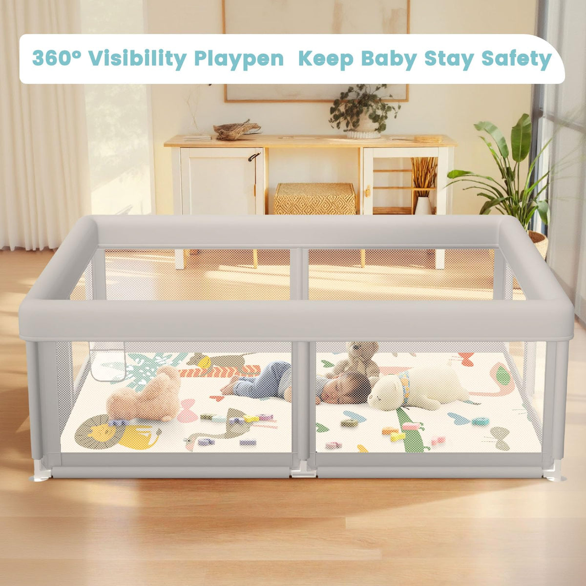 Baby Playpen with Mat and Ocean Balls 50 x 50 inch
