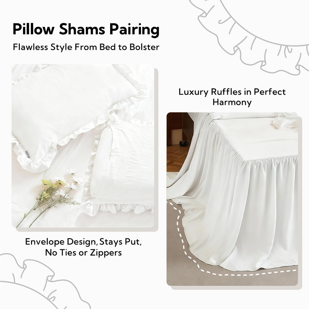 Brushed Microfiber Ruffle Skirt Bedspread Set, Shabby Chic Style