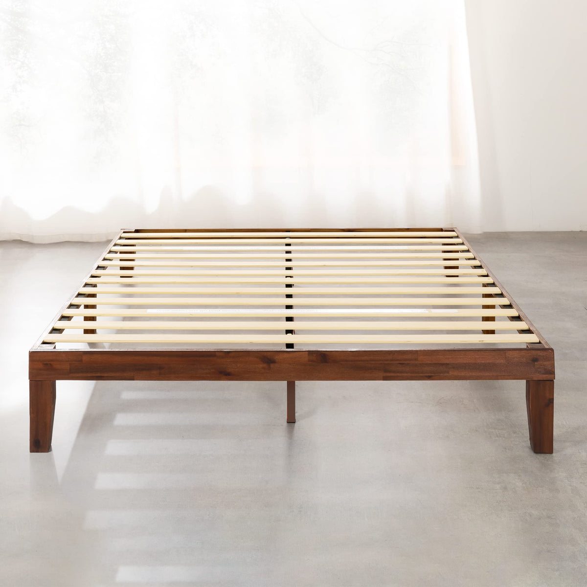 Naturalista Classic 12-Inch Solid Wood Platform Bed | Wooden Slats, No Box Spring Needed, Easy Assembly | Full
