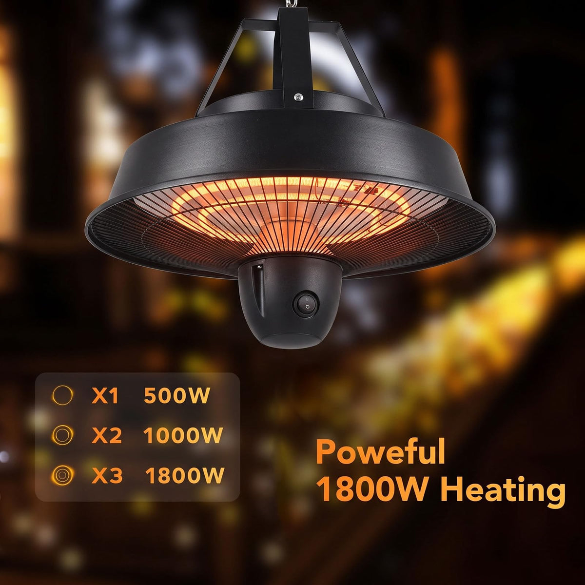 Infrared Hanging Patio Heater, Touch & Remote Control