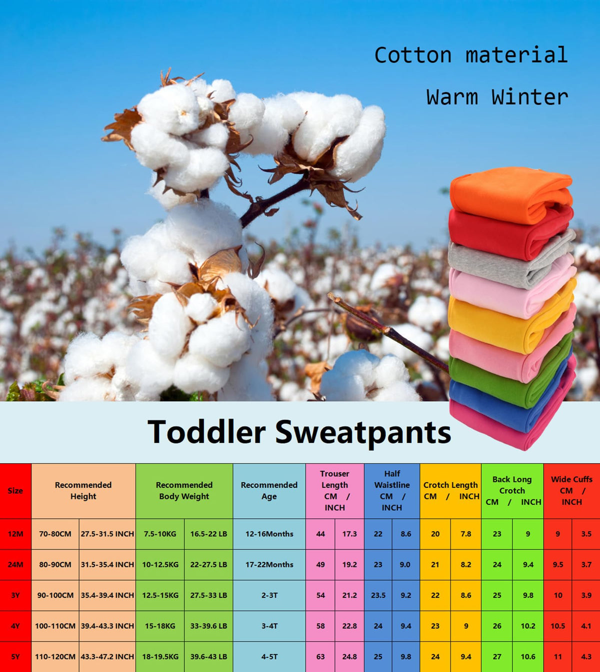 Unisex Toddler Jogger Pants Kids Cotton Elastic Waist Winter Baby Sweatpants Pants Grey