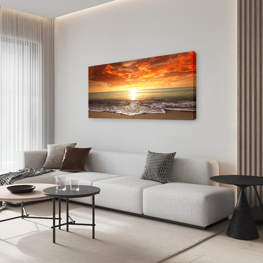 Canvas Prints Wall Art Sunset Ocean Beach Pictures Photo Paintings Bedroom Home Decorations Modern Stretched