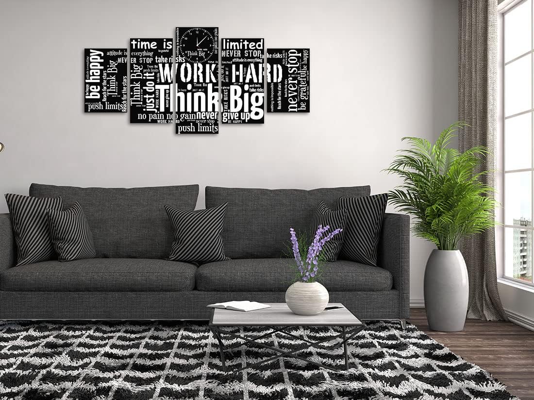 Inspirational Quotes Wall Art Canvas Picture Black White Positive Words Painting Office Bedroom Decor (Large)