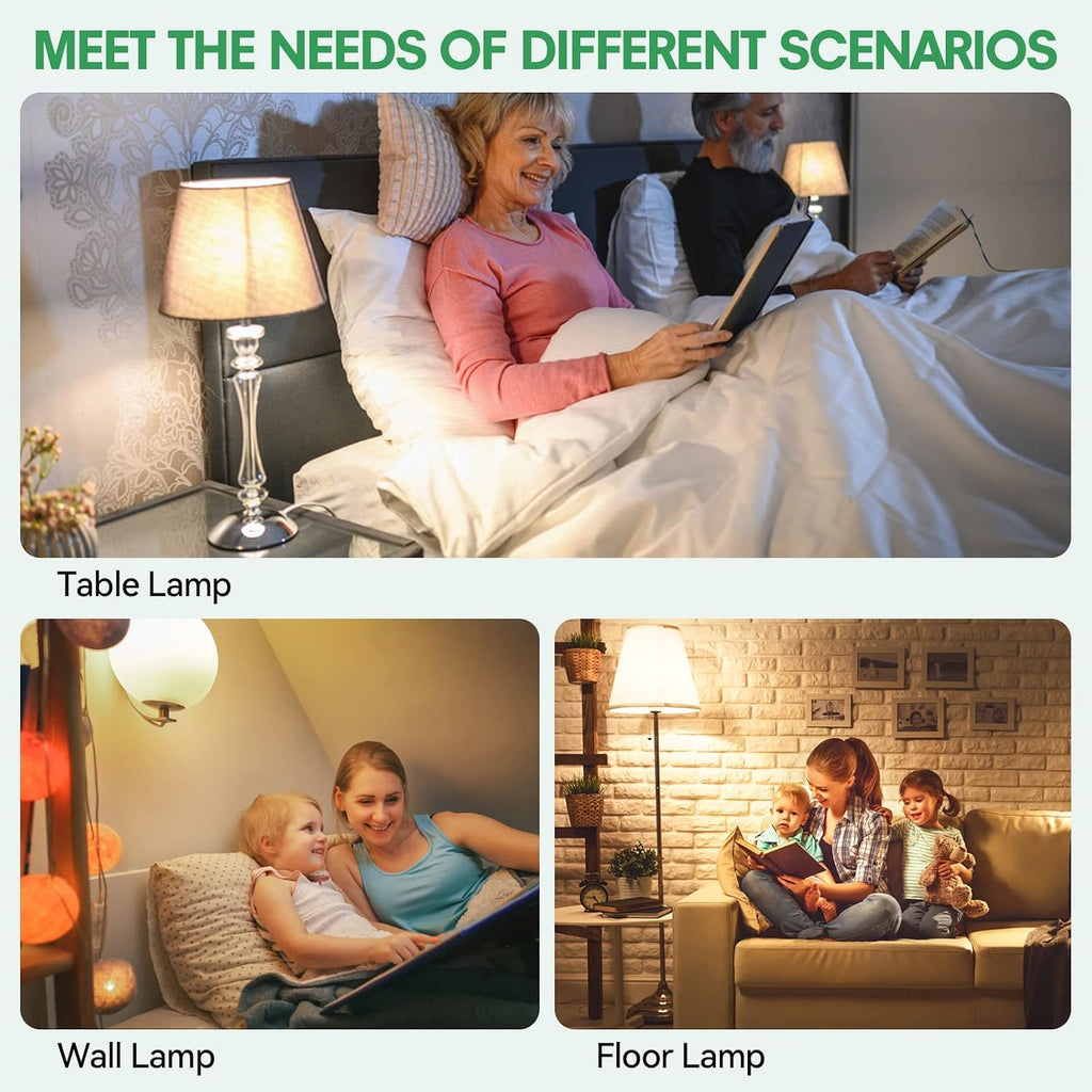 6 Pack 3-Way LED Light Bulb Three Way 50W-100W-150W Equivalent, E26 Base