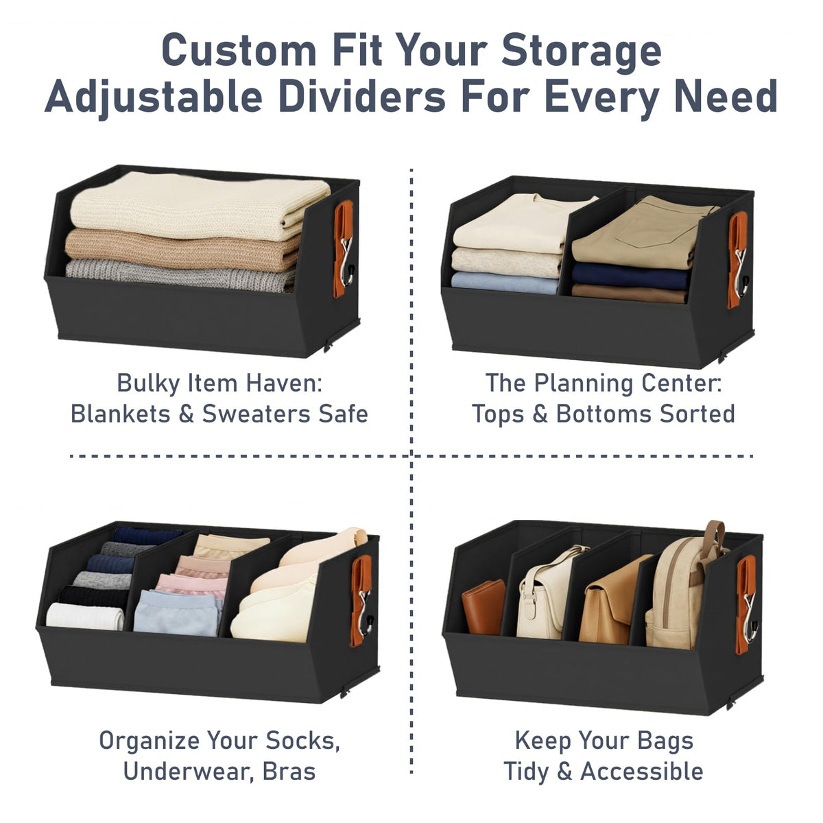 Hanging Closet Organizer Extra Large, Clothes Hanging Shelves for Closet with Divider, Collapsible Closet Storage