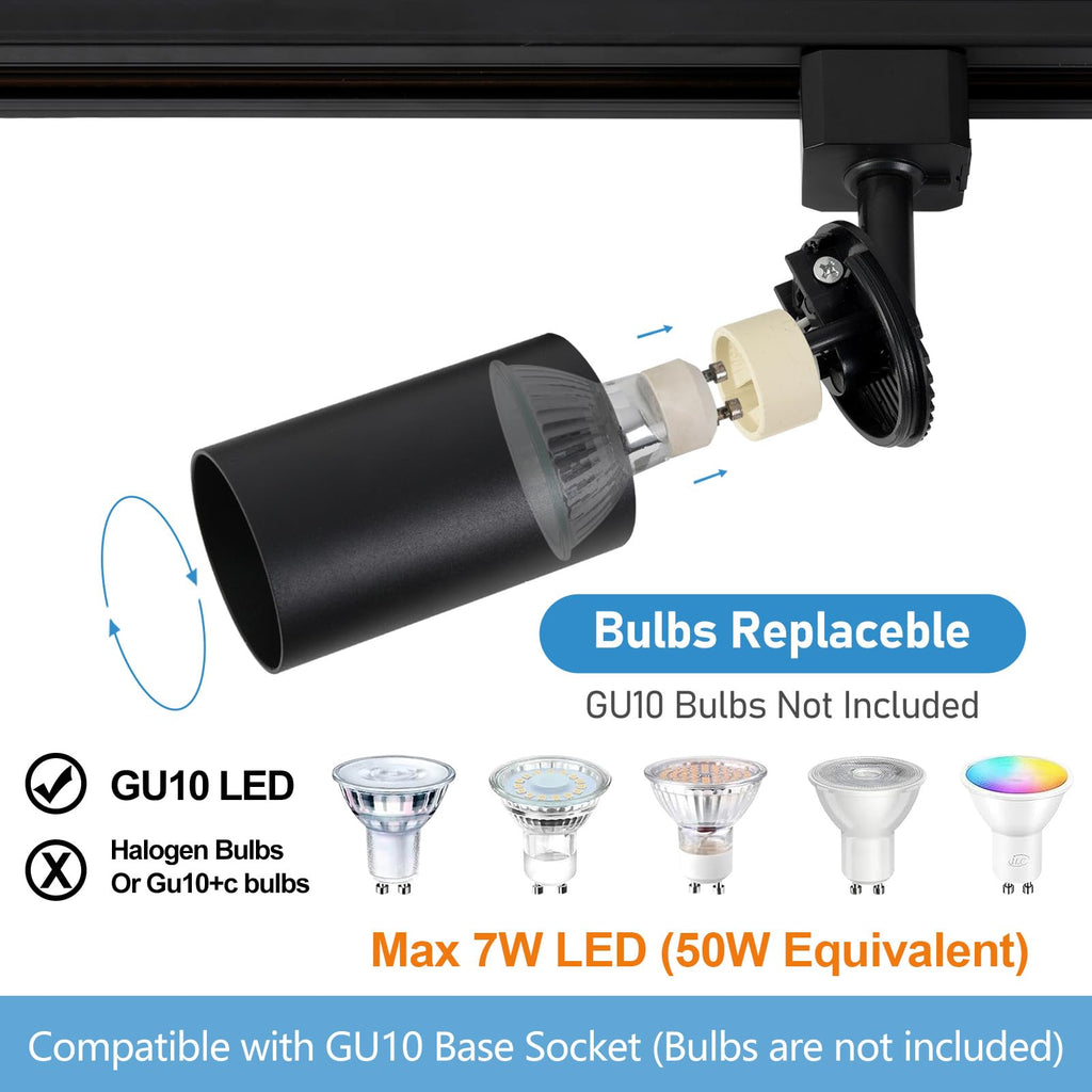 Plug in Track Lighting with Power Cord, 4-Light GU10 Track Lighting Kit with Track Rail, Modern Kitchen LED Track