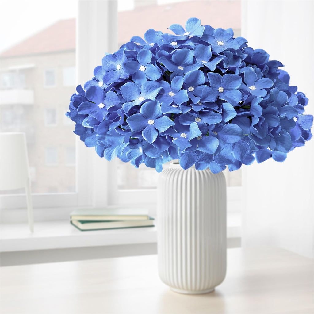 Hydrangea Artificial Flowers, 20 Pcs Royal Blue Hydrangea Artificial Flowers Bulk, Faux Hydrangea Flowers for