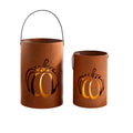 2 Pcs Farmhouse Fall Lanterns Thanksgiving Metal Candle Lanterns Buckets Indoor Outdoor Decorations Thankful Fall