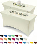 Spandex Table cloth 2 Pack [8FT, 96Lx30Wx30H Inch, Ivory]
