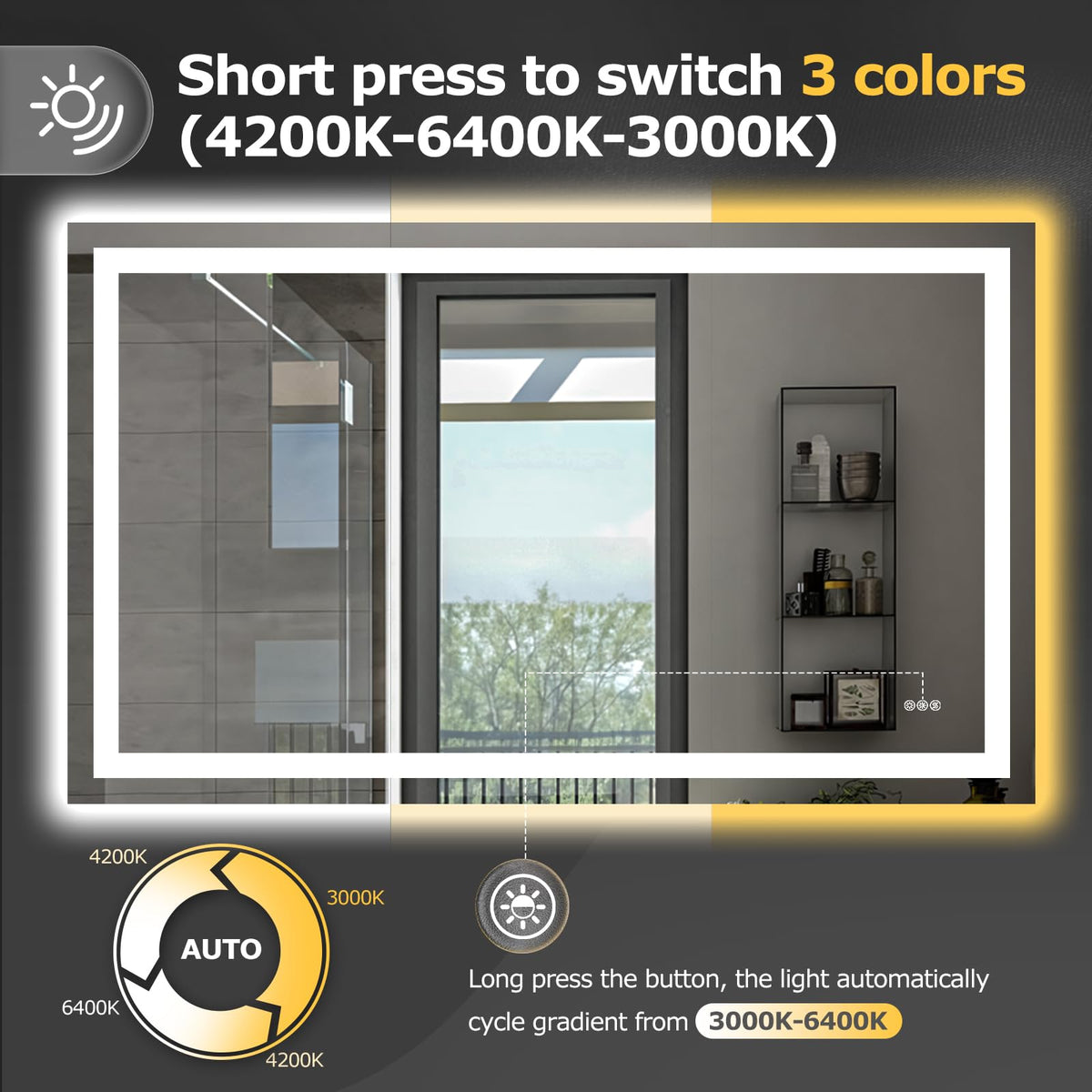 60"X36" LED Bathroom Mirror with Lights, UL Listed