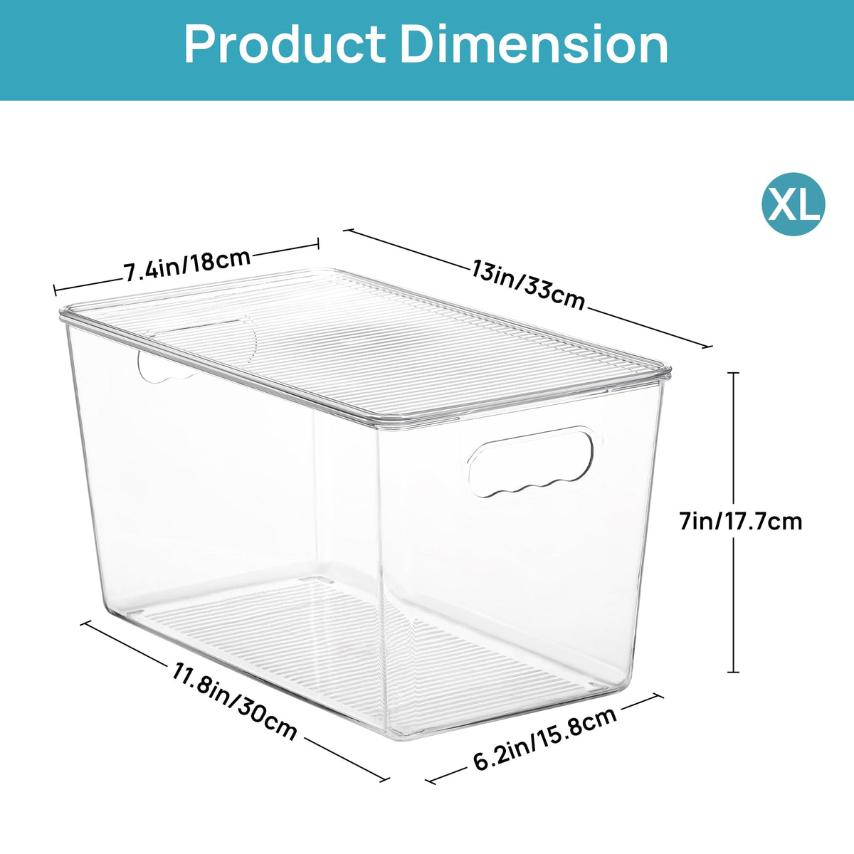 6 Pack Clear Stackable Storage Bins with Lids and Handles, XLarge