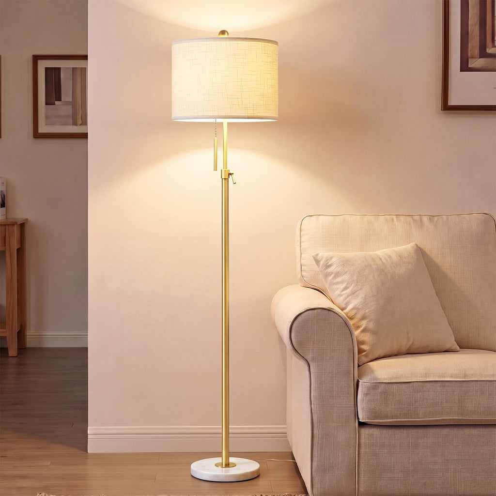 Gold Floor Lamps, 55"-67" Height Adjustable Modern Tall Lamp, 3-Way Dimmable Standing Lamp Office Reading Corner