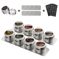 Set of 8 Magnetic Spice Tins with 2 Metal Wall-Plates,120 Preprinted Seasoning Label Stickers,2 Styles for 3 oz Herb