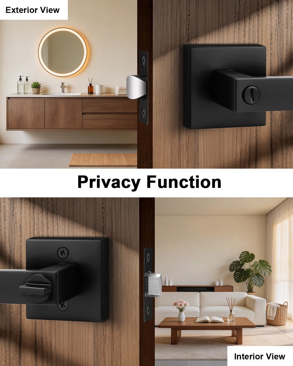 Matte Black Door Handles with Lock, 20 Pack Zinc Alloy Interior Privacy Door Levers, ANSI/BHMA Grade 3