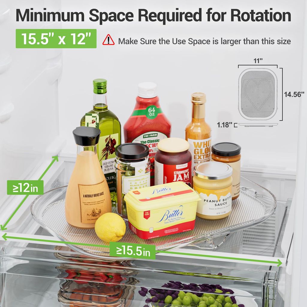 Lazy Susan Organizer 14.56''x11'' for Refrigerator Organizers and Storage Fridge Organization, Turntable Condiment