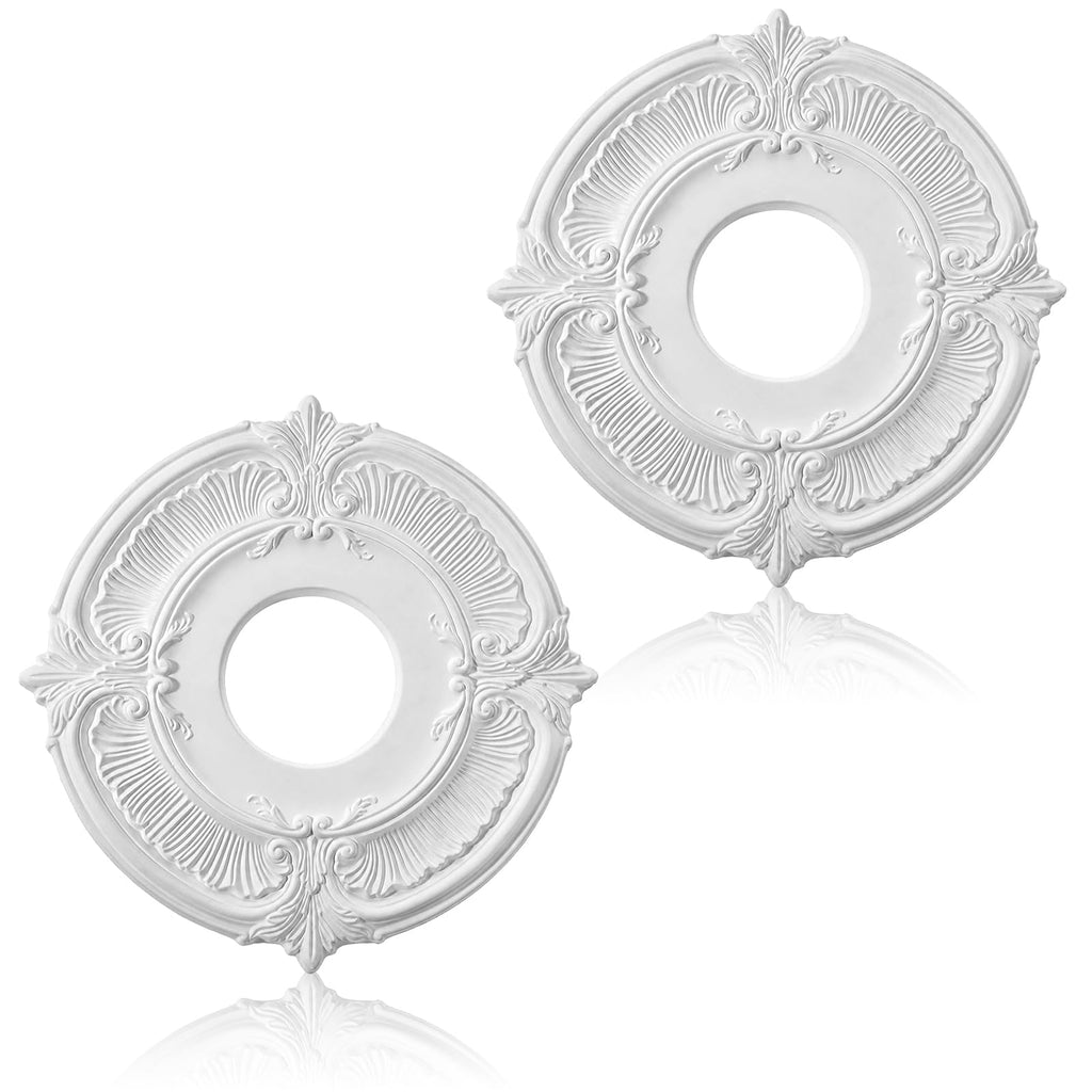 2 Pcs PU Ceiling Medallion Decorative Ceiling Fan Medallion