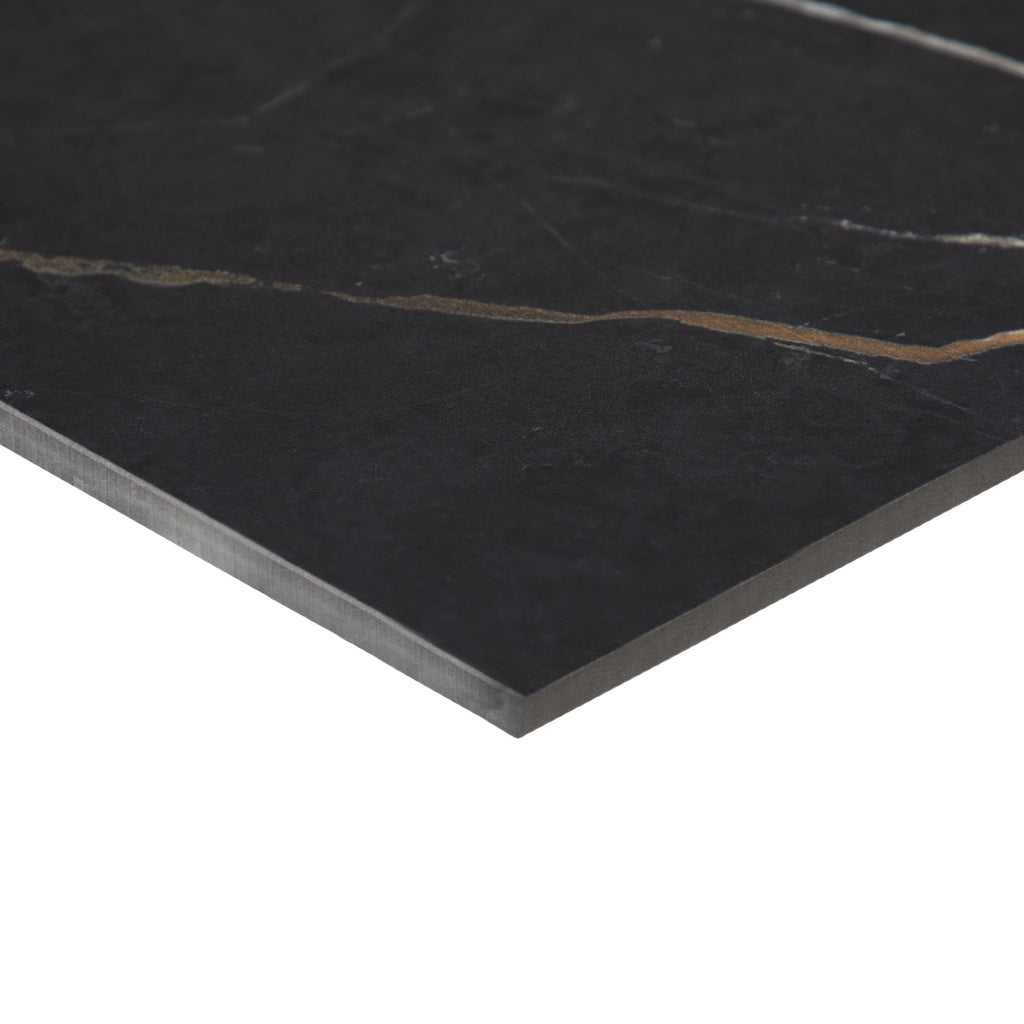 Perpetuo 24" X 24" Porcelain Marble Look Floor Tile in Polished Infinite Black (4 pieces per carton) (15.20 sqft per