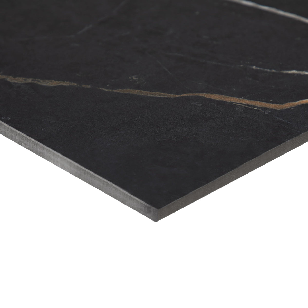 Perpetuo 24" X 24" Porcelain Marble Look Floor Tile in Polished Infinite Black (4 pieces per carton) (15.20 sqft per