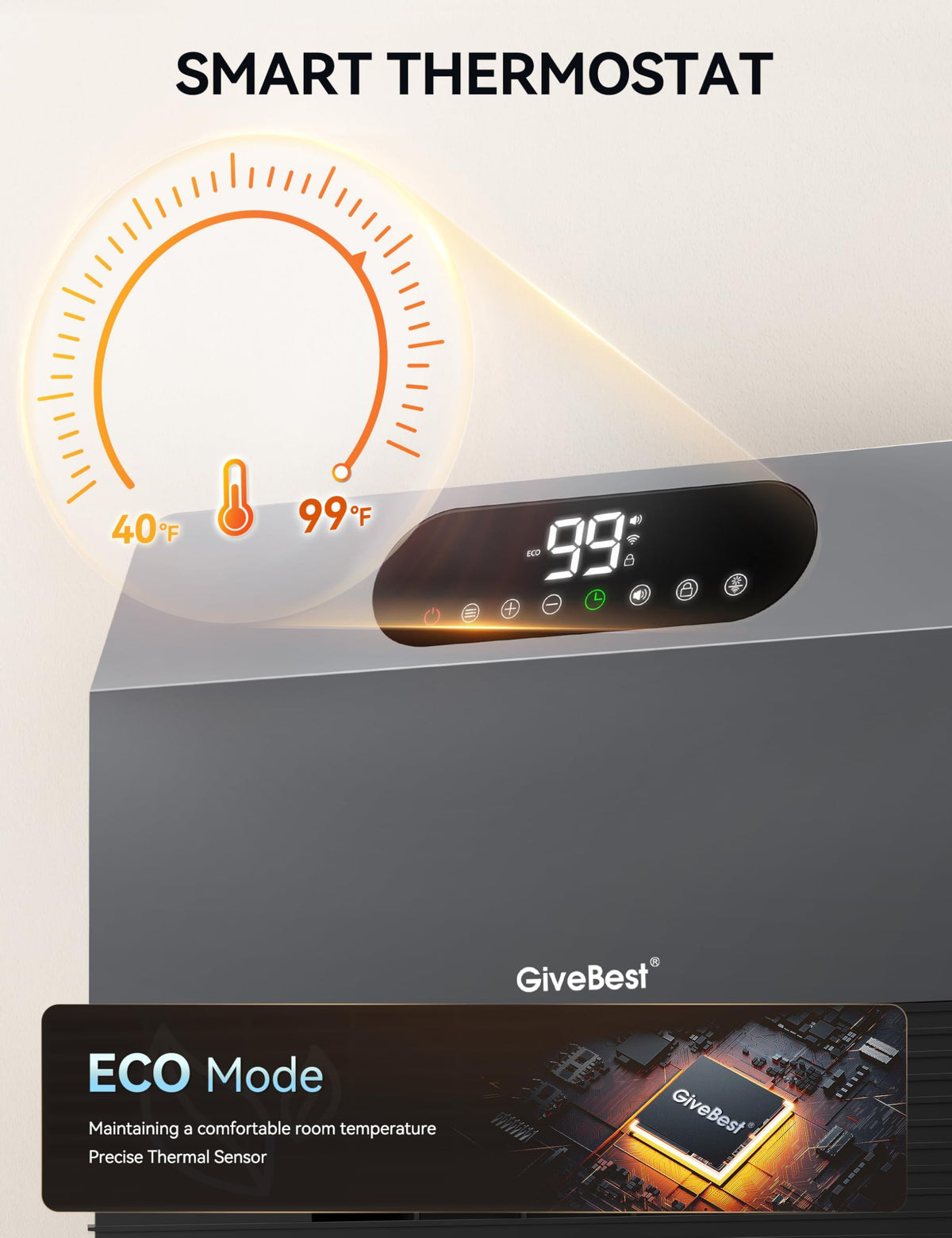 Smart Wall Heater, 1500W Fast Heating Space Heater with ALCI Plug