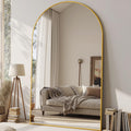 76"x44" Arched Full Length Mirror with Stand, Full Body Mirror with Aluminum Frame