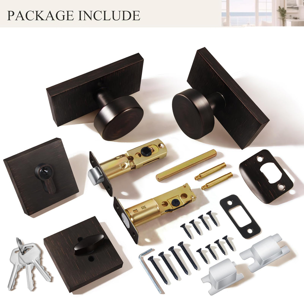 Oil Rubbed Bronze Exterior Door Knob with Deadbolt and Key