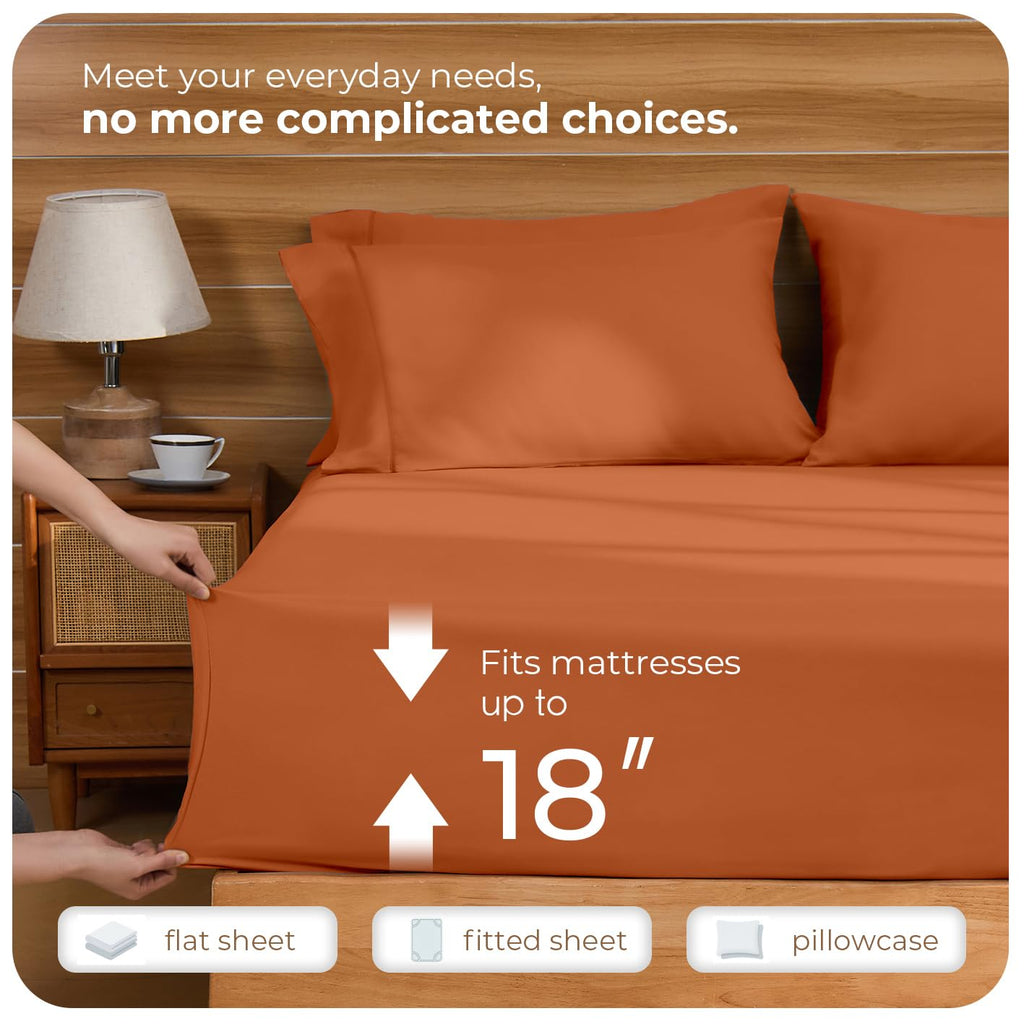 Sheet Set- 6 Piece Breathable & Cooling Sheets | Ultra-Soft Hotel Luxury Bed Sheets | 18" Deep Pocket