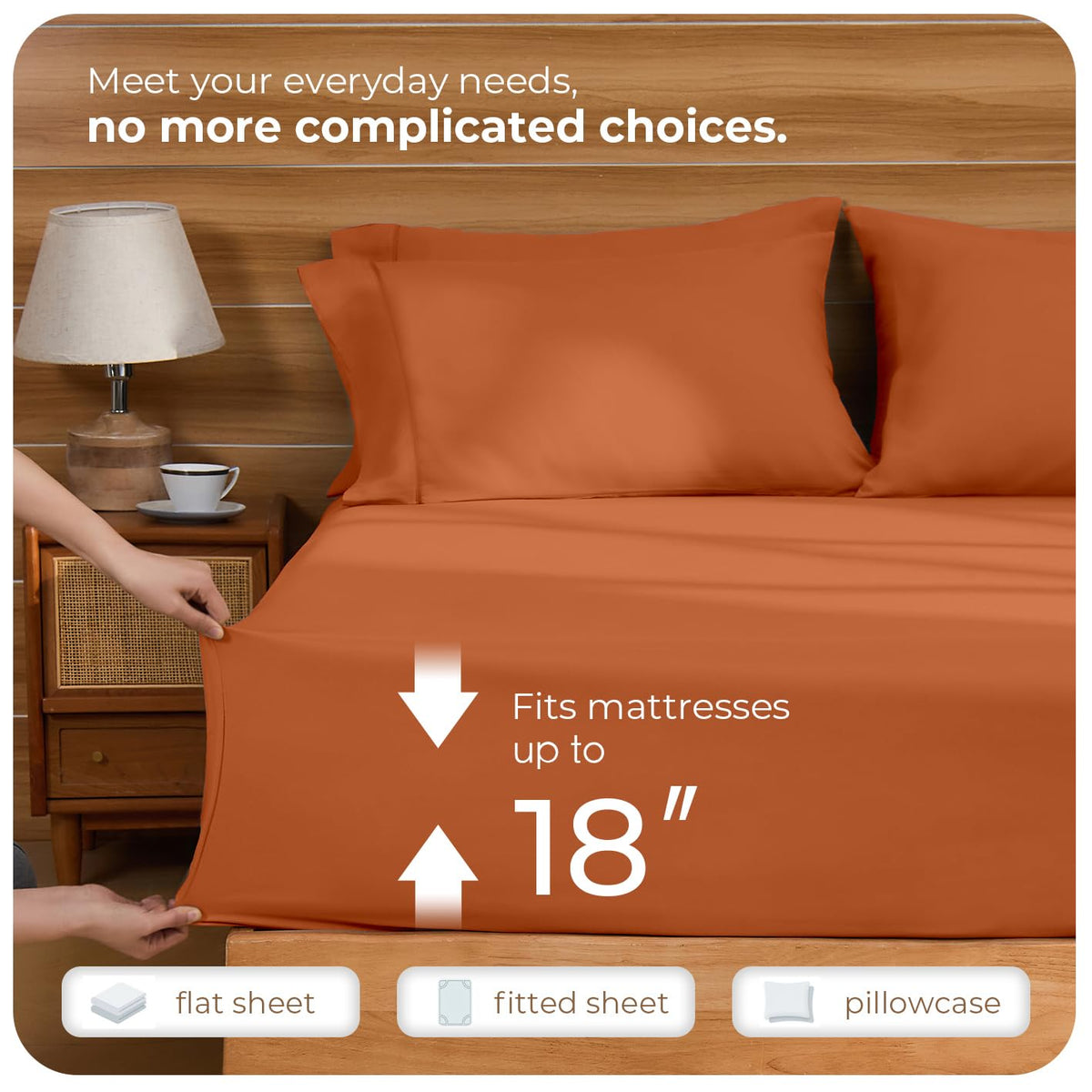 Sheet Set- 6 Piece Breathable & Cooling Sheets | Ultra-Soft Hotel Luxury Bed Sheets | 18" Deep Pocket