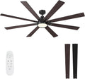 72" Ceiling Fan with LED Light and Remote - Brown and Black