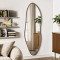65"x22" Irregular Full Length Mirror, Rustic Wood Full Body Mirror