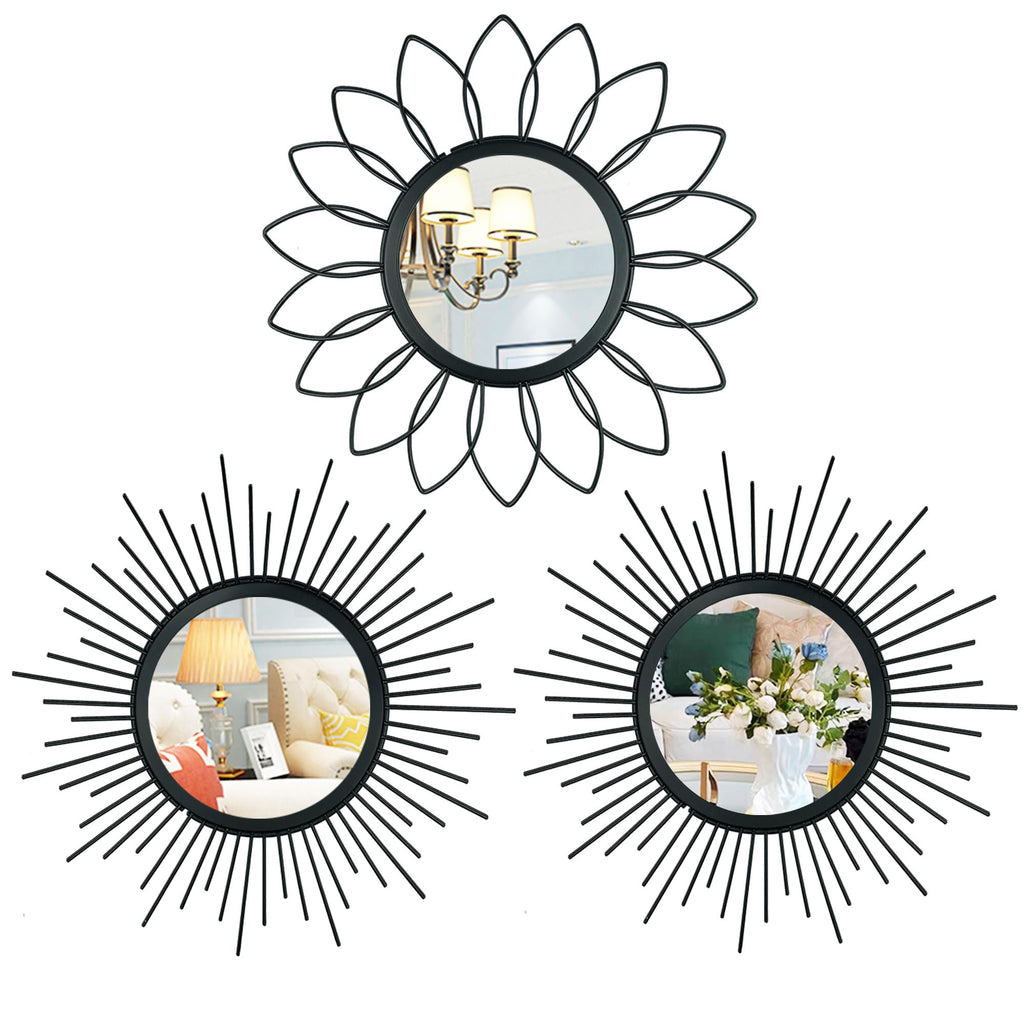 3 Pack Metal Mirror for Wall Cute Sunburst Wall Mirror Home Decor Accent