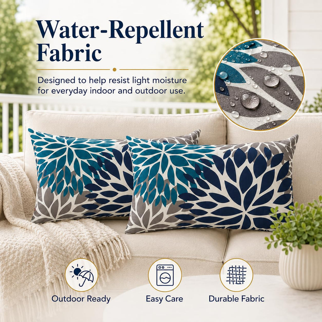 Outdoor Patio Lumbar Pillows, Pack of 2, 12"x20"