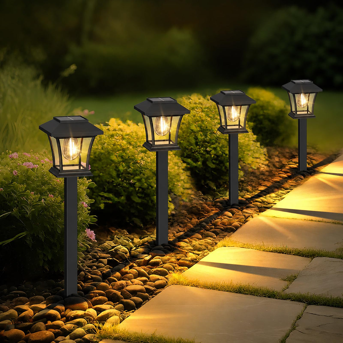 16 Pack Solar Pathway Lights Outdoor, Warm White