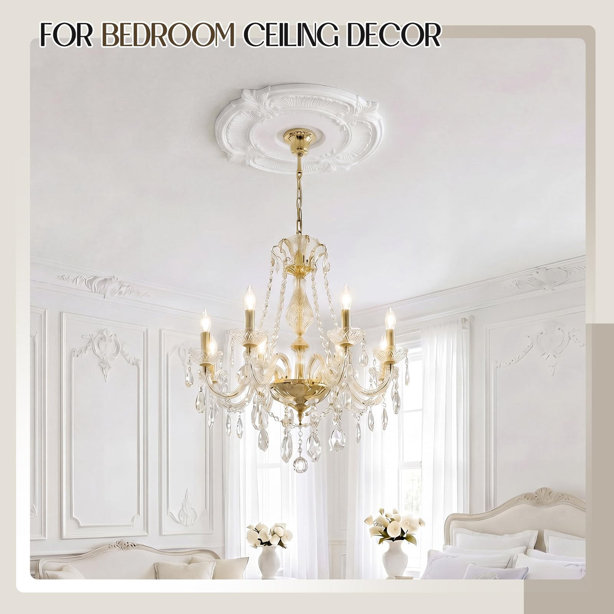 3 Pack Ceiling Medallions for Light Fixtures, Decorative Ceiling Rosettes in 3 Sizes, 13", 16.5" & 18" Od, Durable
