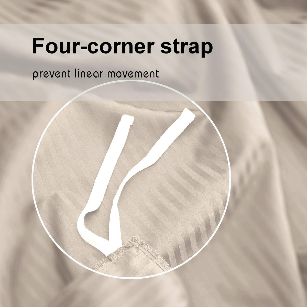 & Stitch Queen Size Duvet Cover Set, 500 Thread Count Damask Stripe 3 Piece Full Size Duvet Insert Cover Set, 100%