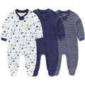 Newborn Baby Boy Girls Clothes Way Zip Footed Cotton Bodysuit Pack Long Sleeve Outfits Baby Pajamas