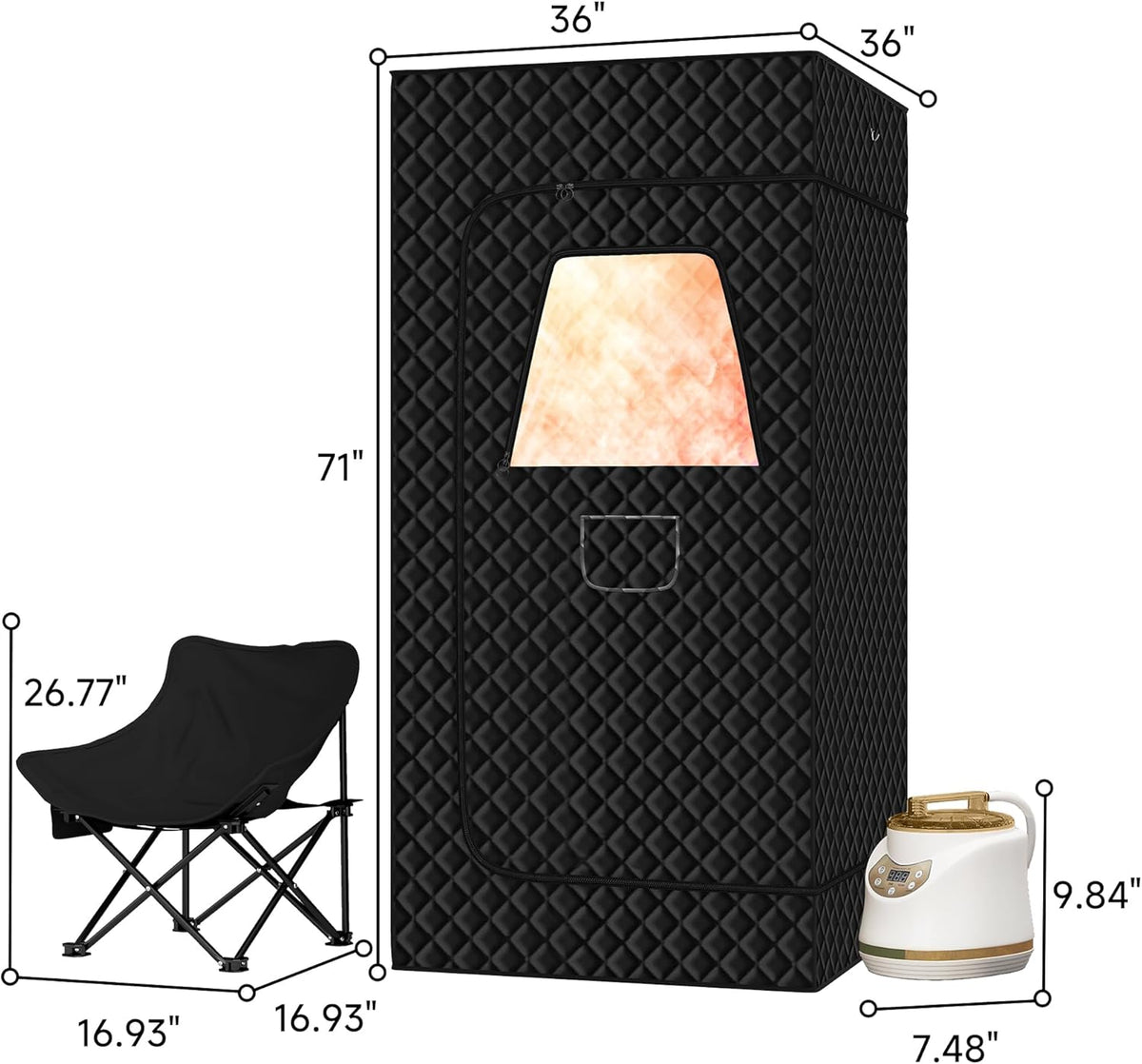 Portable Steam Sauna Box with 3L & 1500W±10%, Personal Sauna Tent with 9 Adjustable Heat Levels