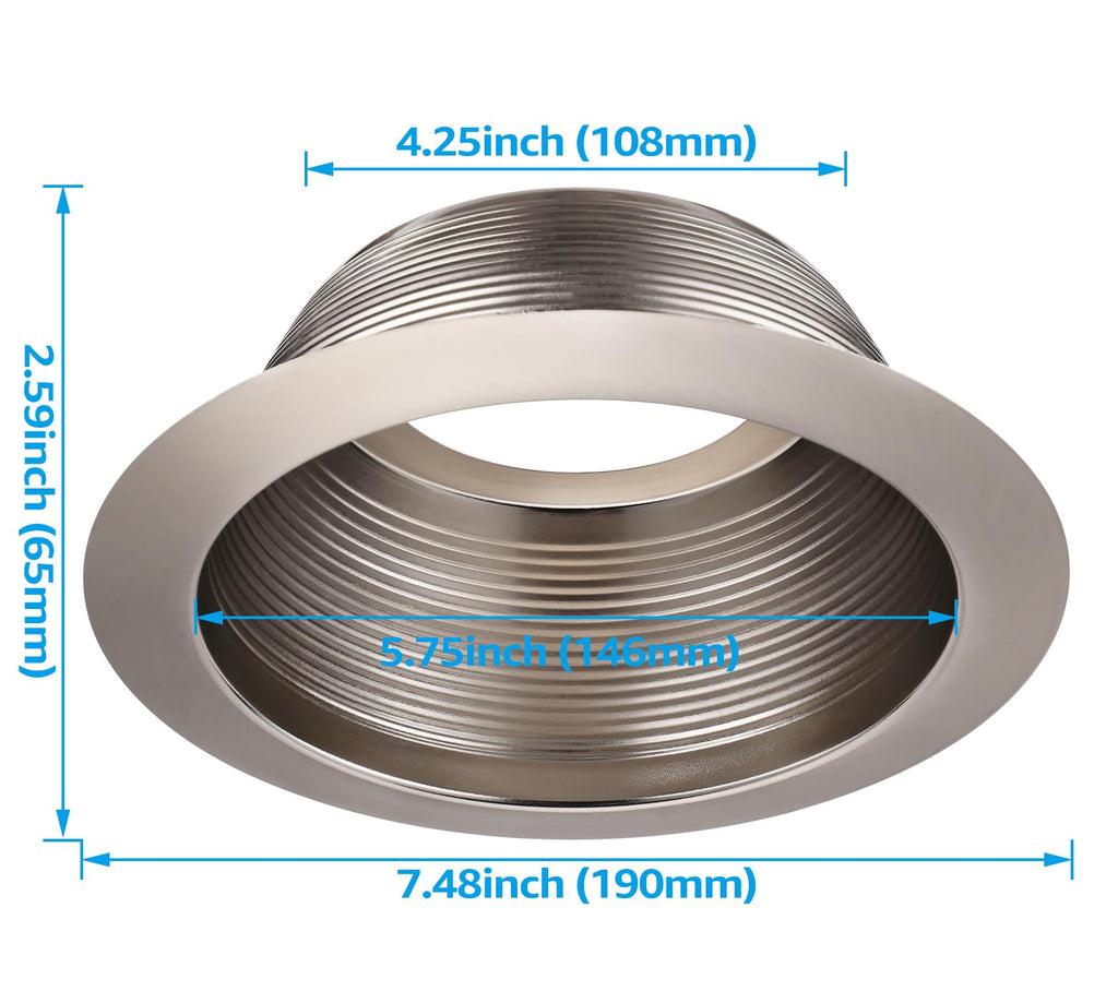 6 Inch Integrated Can Light Trim, Satin Nickel
